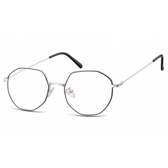 Lenonki Sześciokątne Okulary oprawki optyczne 925F czarno-srebrne